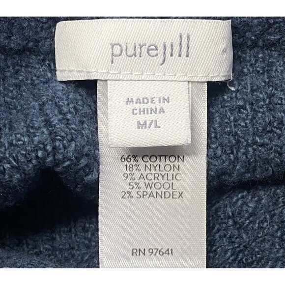 J Jill Women Pullover Cowl Neck Sweater Long Sleeve Sz M Blue Casual 66-11 - Picture 11 of 12